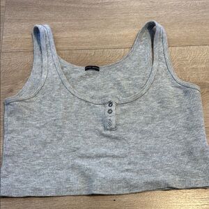 Brandy Melville Gray Ribbed Sleeveless Crop Tank